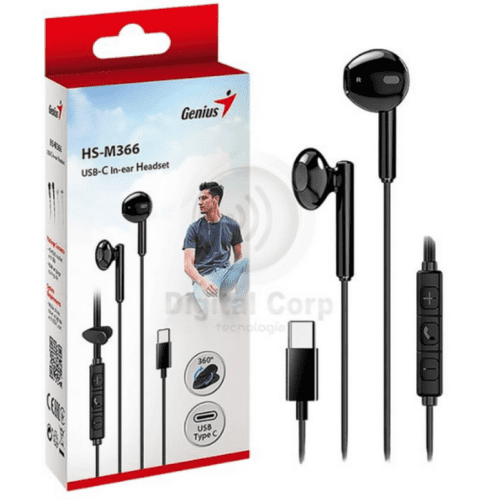 AURICULARES IN EAR USB-C GENIUS HS-M366 BLACK