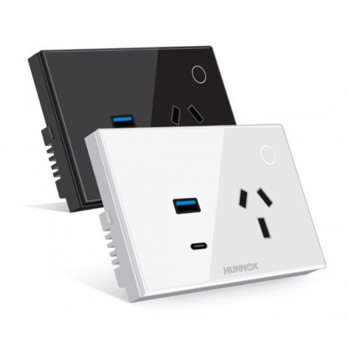 TOMACORRIENTE+USB A+USB C HUNNOX SMART TACTIL NEGRO